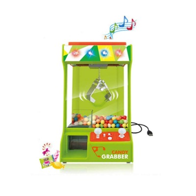 USB Charging Battery Operated Candy Grabber Desktop Doll B/O Candy Catcher Crane Machine with LED Light & Music- Green