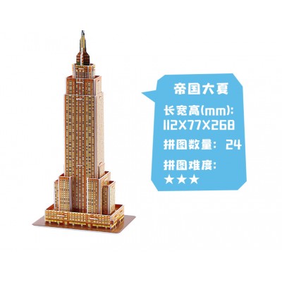 New York Skyline Model kit Puzzle Toys,Empire State Building,3D stereoscopic model diy house paper model 24pcs